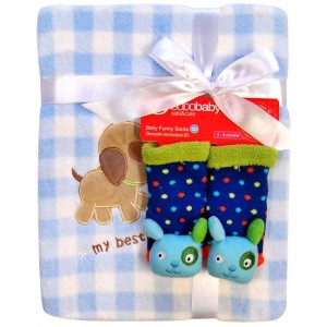 Detská deka Bobo Baby s ponožkami, modrá