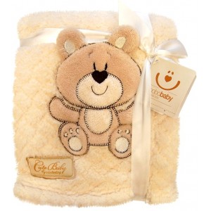 Detská chlpatá deka Bobo Baby medvedík, béžová