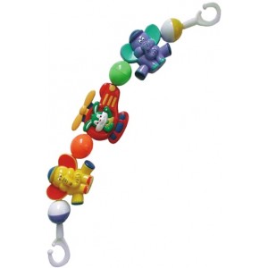 Plastová hrkálka na kočiarik, zajko so sloníkmi