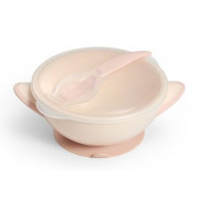 Baby Ono detská mištička s lyžičkou, krémovo-ružová