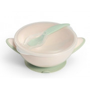 Baby Ono detská mištička s lyžičkou, krémovo-zelená