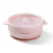 Baby Ono silikónová miska s prísavkou a krytom, ružová