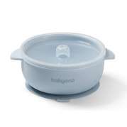 Baby Ono silikónová miska s prísavkou a krytom, modrá