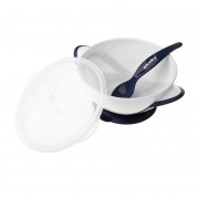 Akuku detská mištička s lyžičkou, bielo-modrá