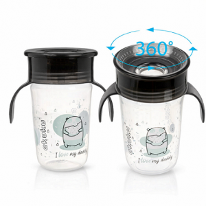 Akuku hrnček 360˚ Panda 240ml, čierny