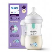 Dojčenská fľaša Philips AVENT Natural Response s ventilom airfree dekor Sloníky 260ml, 1m+