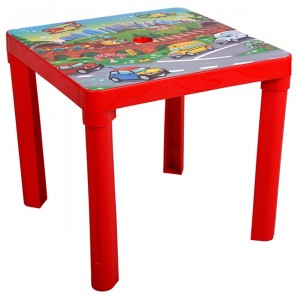 Detský plastový stôl, červený