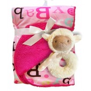 Obojstranná deka Bobo Baby s hrkálkou, ružová