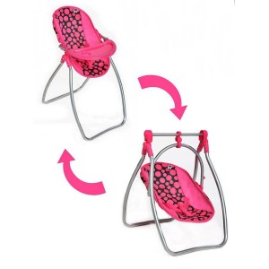 Jedálenská stolička a hojdačka 2v1 pre bábiky PlayTo, Isabella