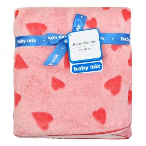 Detská obojstranná deka Baby Mix so srdiečkami, ružová