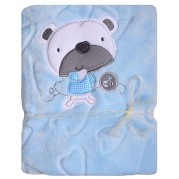Detská deka Koala Srdiečka s medvedíkom, modrá
