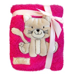 Detská chlpatá deka Bobo Baby mačička, malinová