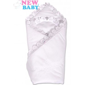 Bavlnená zavinovačka s krajkou New Baby, biela