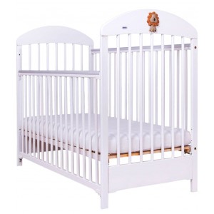 Detská postieľka Drewex Lion so sťahovacou bočnicou, biela