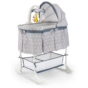 Multifunkčná kolíska a postieľka 2v1 Milly Mally Sweet  Melody, grey star