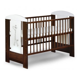 Detská drevená postieľka Safari žirafka, orech